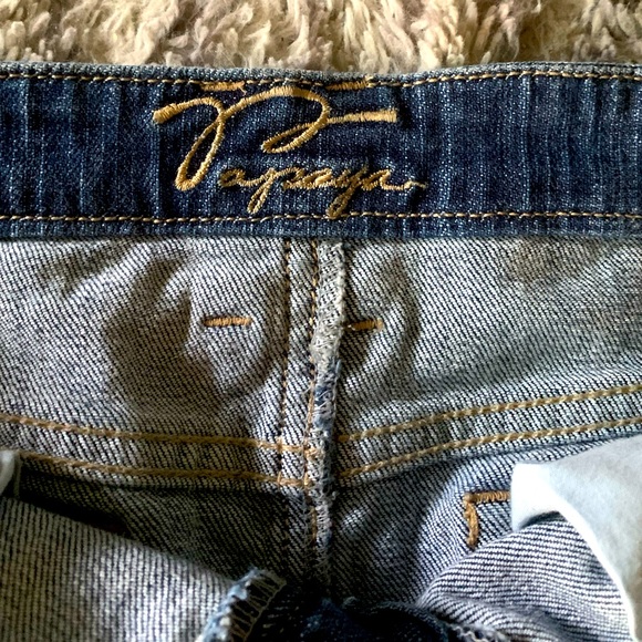 PAPAYA Short Jean Skirt w/ Rhinestone Pockets - Picture 3 of 4